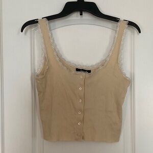 Forever 21 Tan Cream Lace Crop Top Size Women's Small